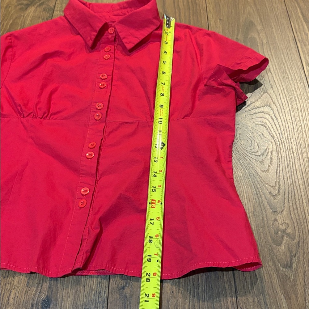 Red Button-Up Women's Top - Picture 7 of 8